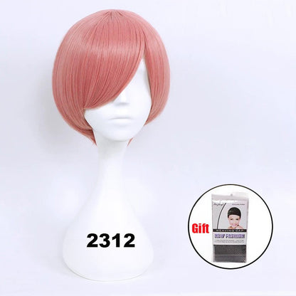 Peruca curta sintética Snoya 30cm roxo azul vermelho amarelo fibra de alta temperatura Peruca para festa a fantasia Cosplay 23 cores