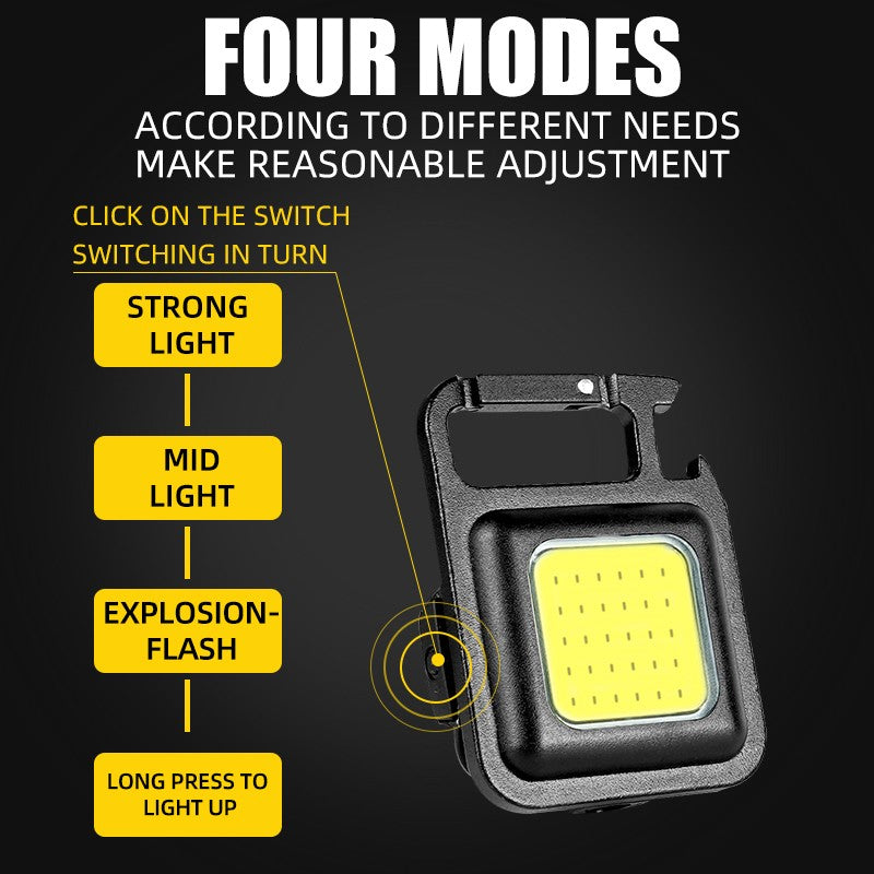 Mini LED Flashlight Keychain Multifunctional Portable COB Camping Lamps USB Charging Work Lights Outdoor Pocket Lamp With Magnet