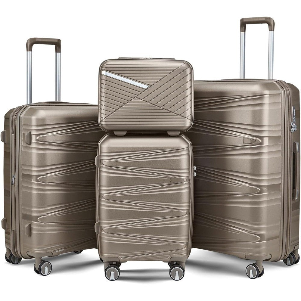 Conjunto de 4 Peças de Malas Giratórias, Malas Rígidas Expansíveis Aprovadas pela TSA, Conjunto de Viagem Leve para Homens e Mulheres