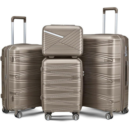 Conjunto de 4 Peças de Malas Giratórias, Malas Rígidas Expansíveis Aprovadas pela TSA, Conjunto de Viagem Leve para Homens e Mulheres