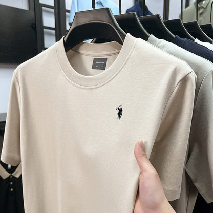 High end silky cotton breathable short sleeve T-shirt men summer designer Paul brand embroidered fashion casual round neck top