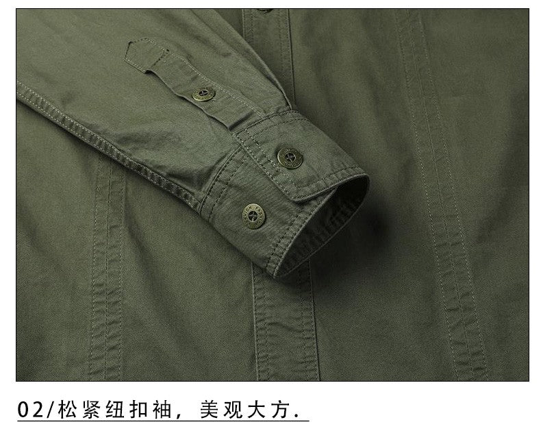 Mens Katoen Militaire Shirts Mannen Lange Mouwen Casual Dress Shirt Mannelijke Cargo Werk Shirts Heren Werken Shirts