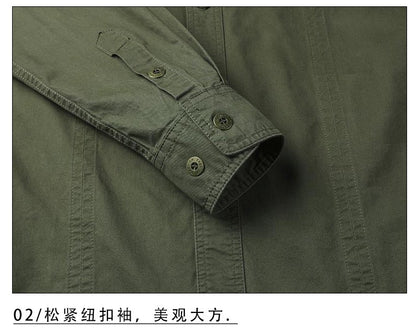 Mens Katoen Militaire Shirts Mannen Lange Mouwen Casual Dress Shirt Mannelijke Cargo Werk Shirts Heren Werken Shirts