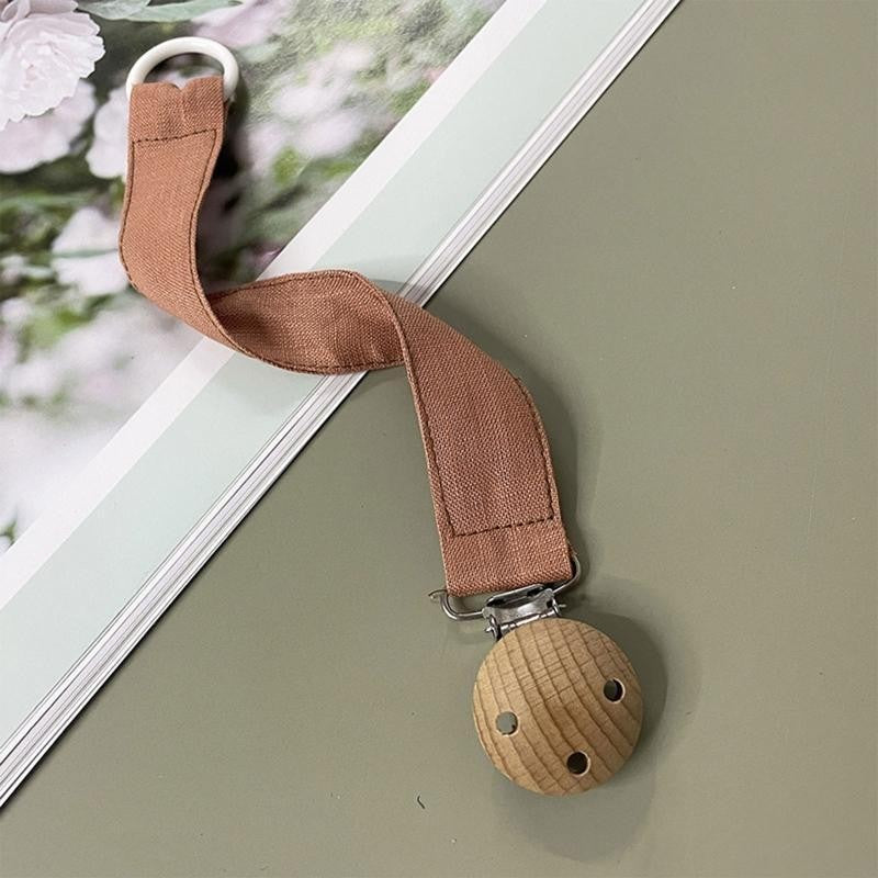 E06F Baby Cotton Pacifier Chain Wooden Clips BPA for Infant Newborn Shower Gift
