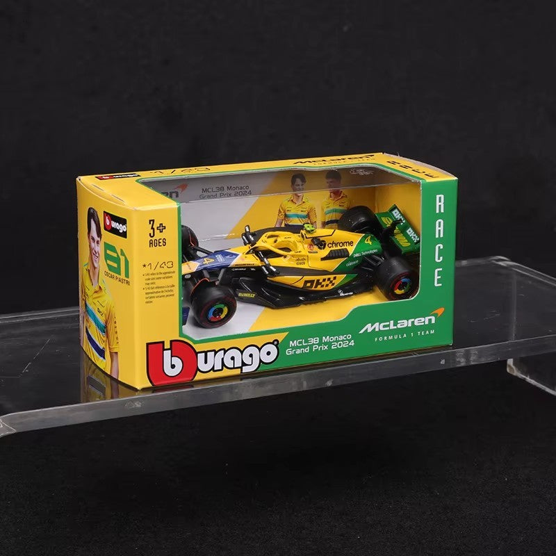 Em estoque Novo 2024 Bburago 1:43 F1 Liga Miniatura Diecast Modelo Mclaren Mcl38 Bwt Alpine A524 Amg W15 F1 Carro Brinquedo Personalizado Presente Infantil