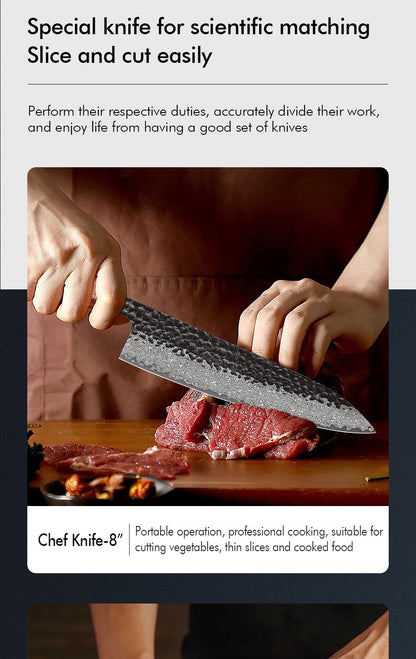 F.YOUNG Faca Japonesa de Chef Aço Damasco Profissional Facas de Cozinha Utilitário Sashimi Fatiar Carne Utensílios de Cozinha Forjados à Mão