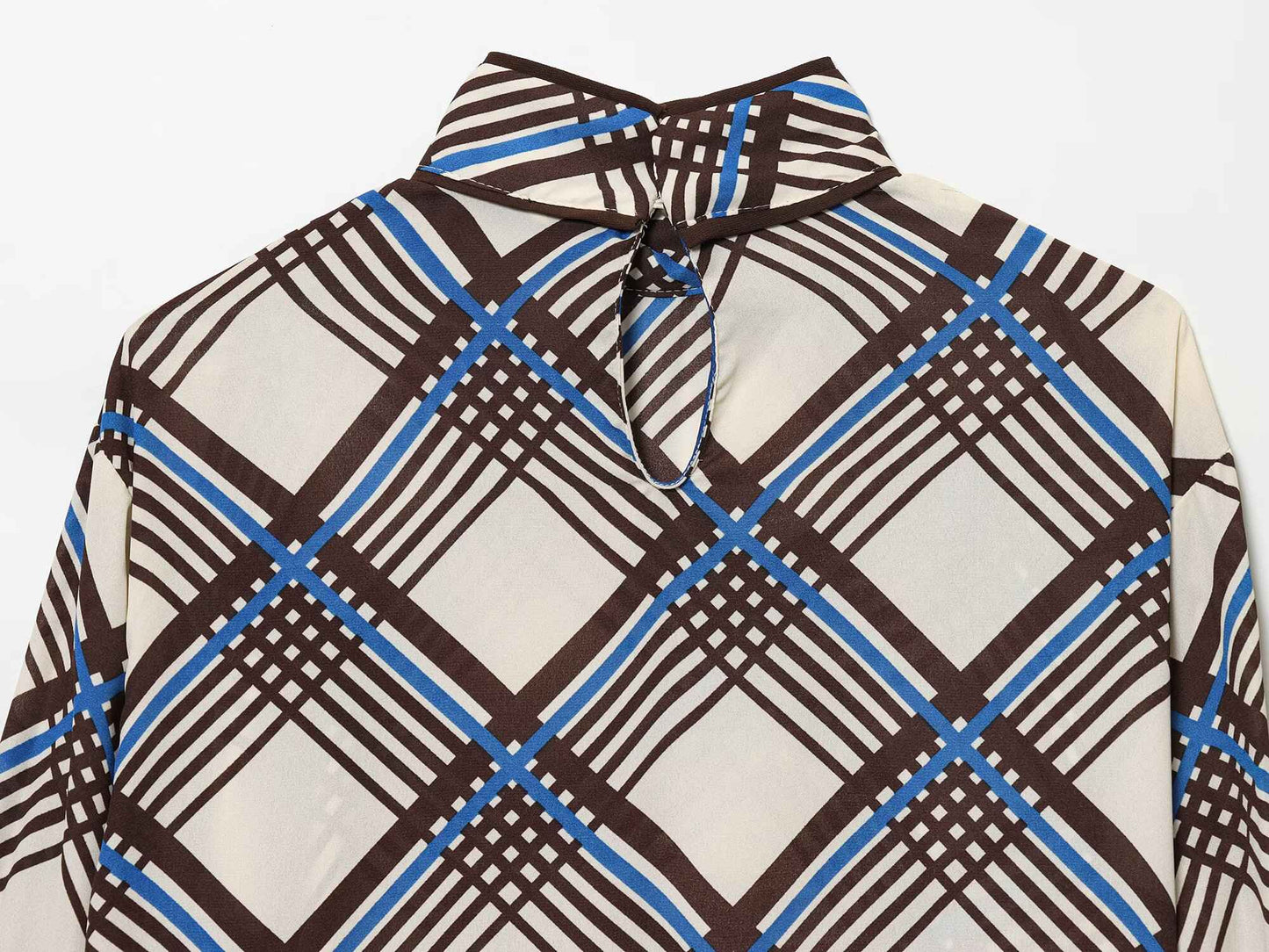 ZERAINS 2025 autumn new women's clothing loose casual temperament simple long sleeved plaid high neck shirt