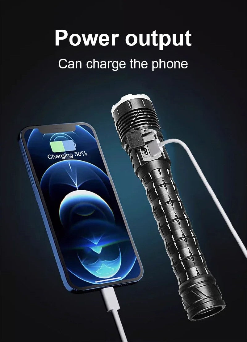 10000mAh High Power Led Flashlight 5000M Long Range Torch Rechargeable Ultra Powerful Outdoor Tactical Hand Lamp Camping Lantern