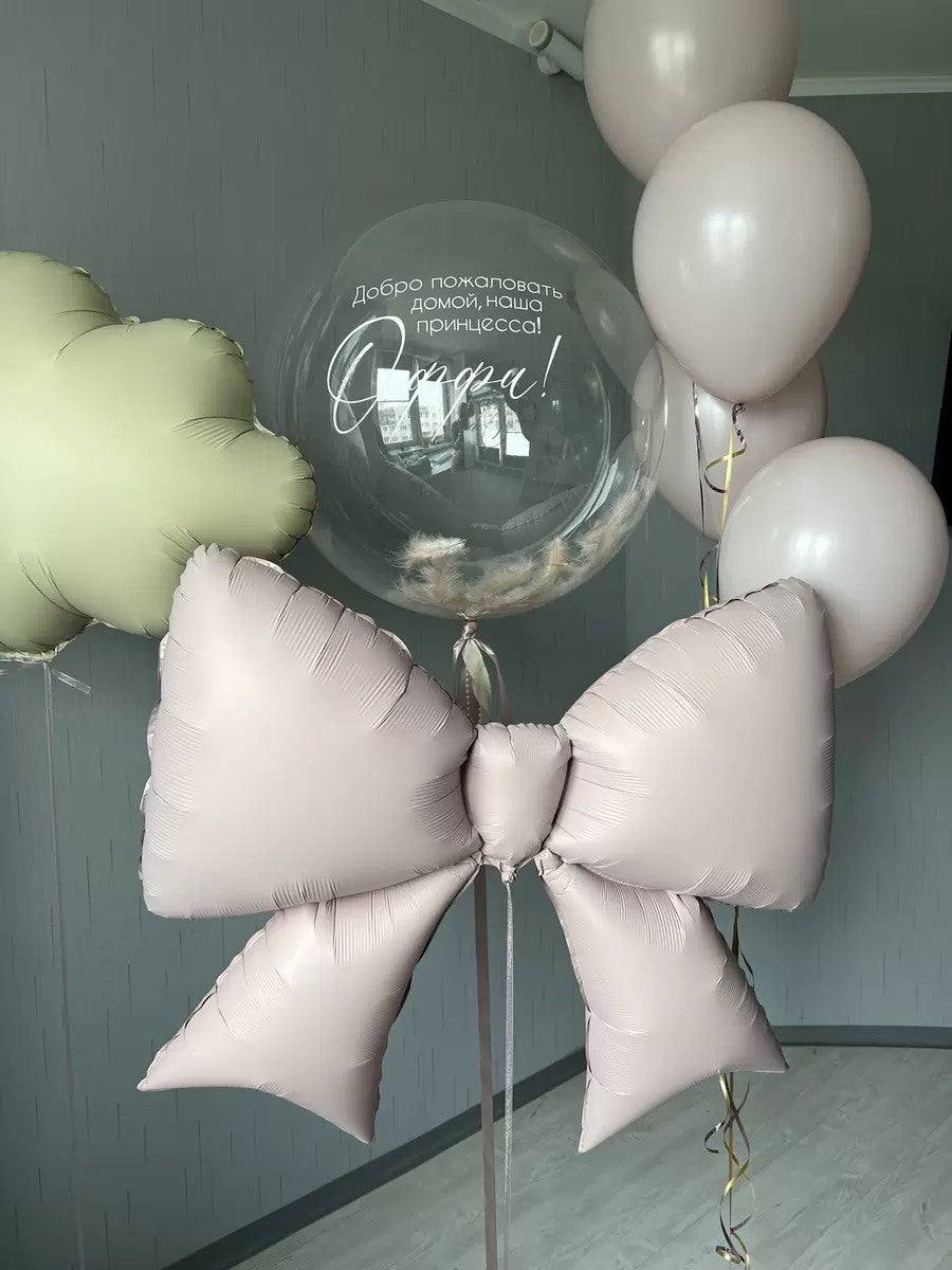 Large matte bow aluminum foil balloon 21 inches Small blue pink monochrome bow Children's birthday party decoration can be hung