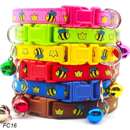 100Pcs Dog Collar With Bells Adjustable customize Necklace Puppy Kitten Collar Accessories Pet Shop Products Rabbit Neck Strap