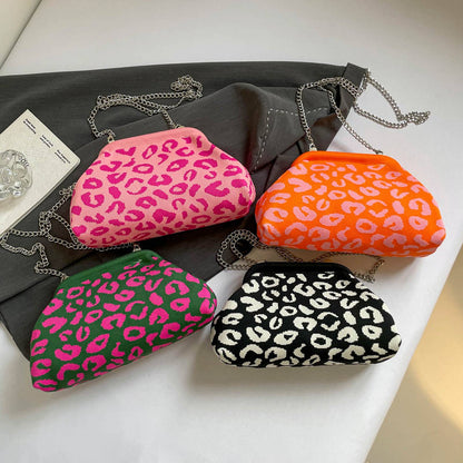 Dopamine Leopard Print Clutch Bag with Detachable Strap Leopard Crossbody Bag Women's Fashion Handbags for Women and Girls