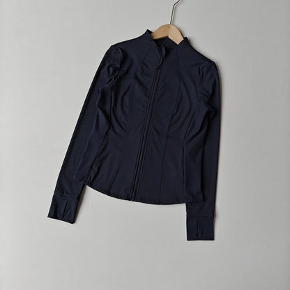 Women's Stand-up Collar Long Sleeve Zipper Jacket for Running Cycling Outdoor Pilates Yoga Fitness Slim Fit Autumn/Winter