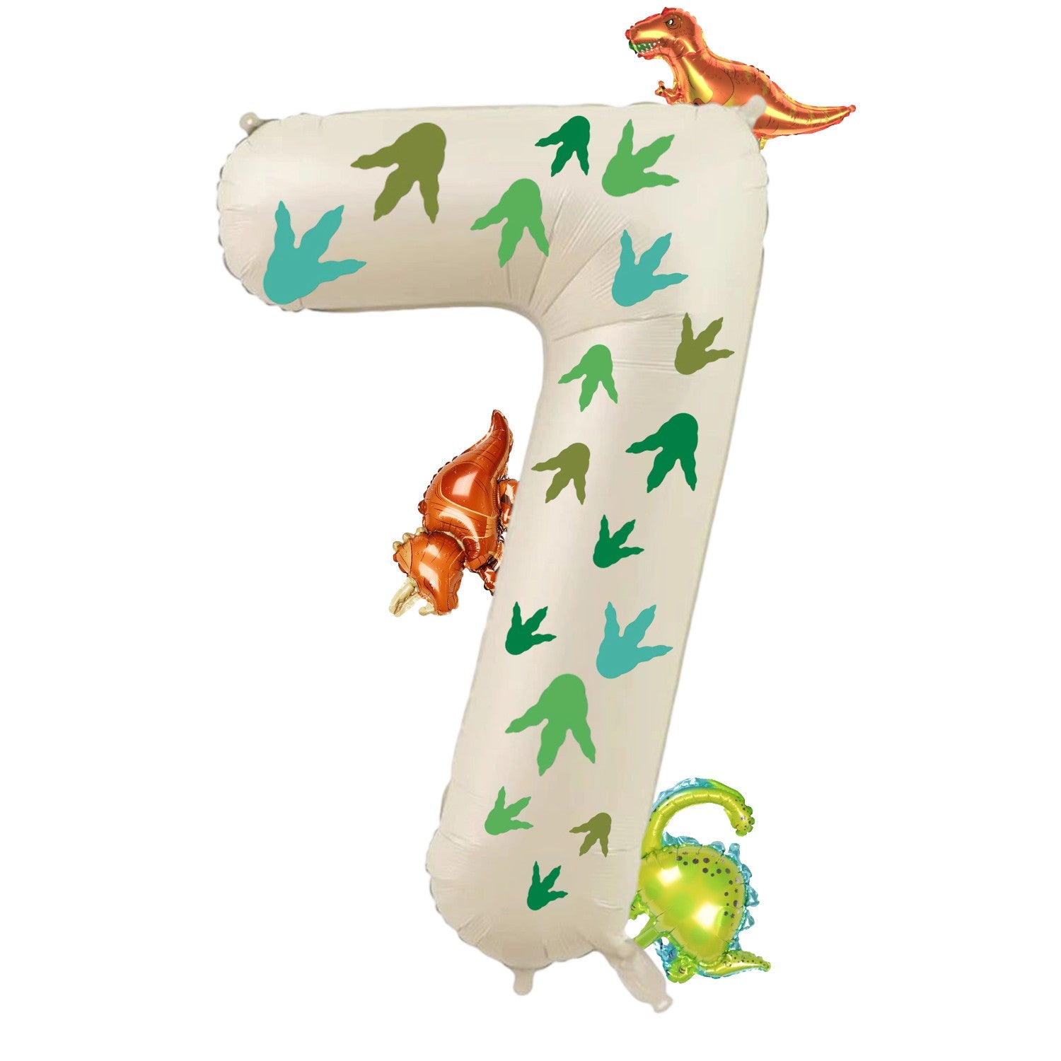 32 inch milky white aluminum foil digital balloon with 15pc dinosaur footprints and 4pc dinosaur balloons for birthday parties