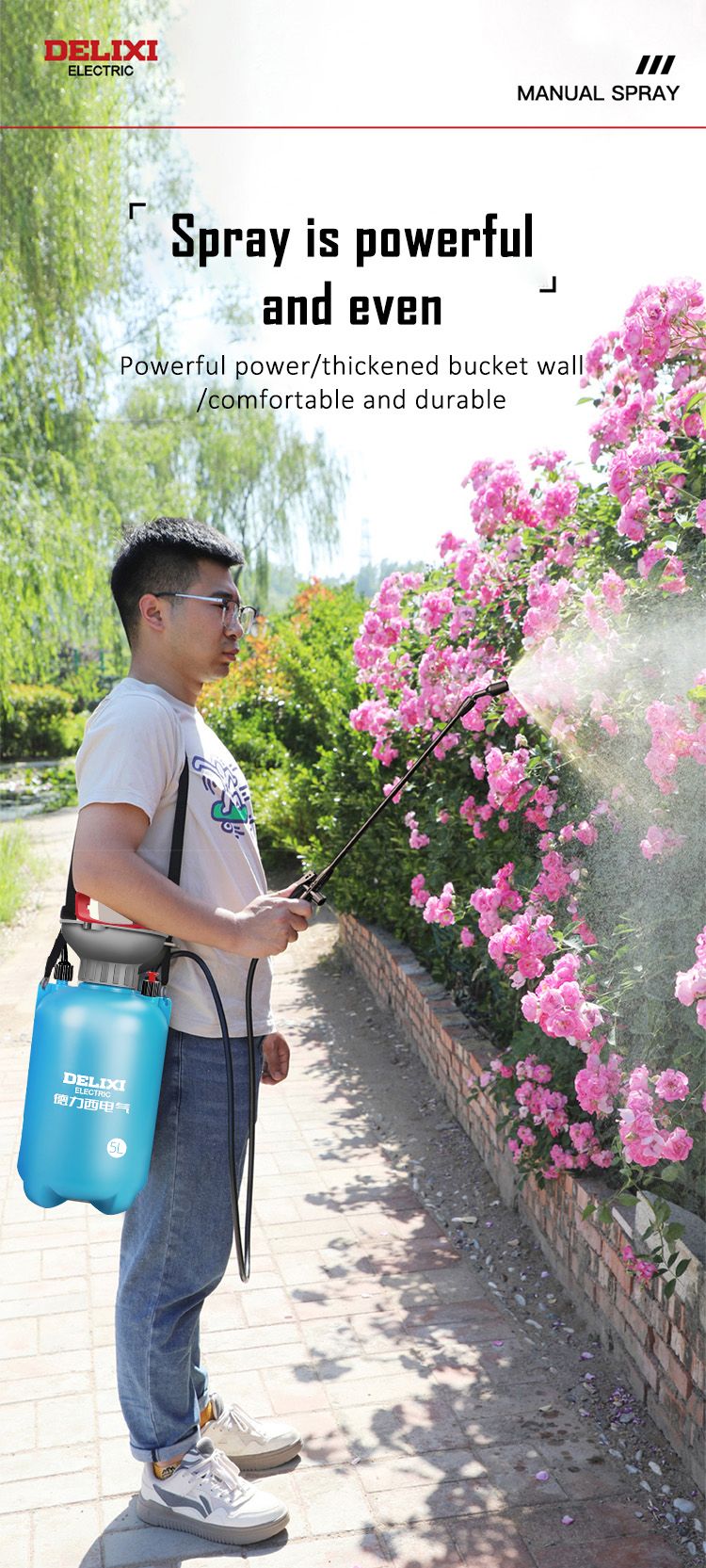 DELIXI ELECTRIC 3/5/8L Garden Sprayer Hand Pump Pressure Sprayer,Multi-Purpose Hand Pressure Garden Sprayer,for Lawn Garden