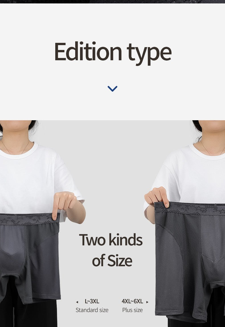 Extra Long Sports Underwear Men's Boxer Briefs Anti-Wear Leg Running Large Size Breathable Training Boxer Briefs