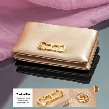 Fashionable Luxury Design 2024 Women's Solid Color Rectangular Handbag Business Party Letter Design Card Bag