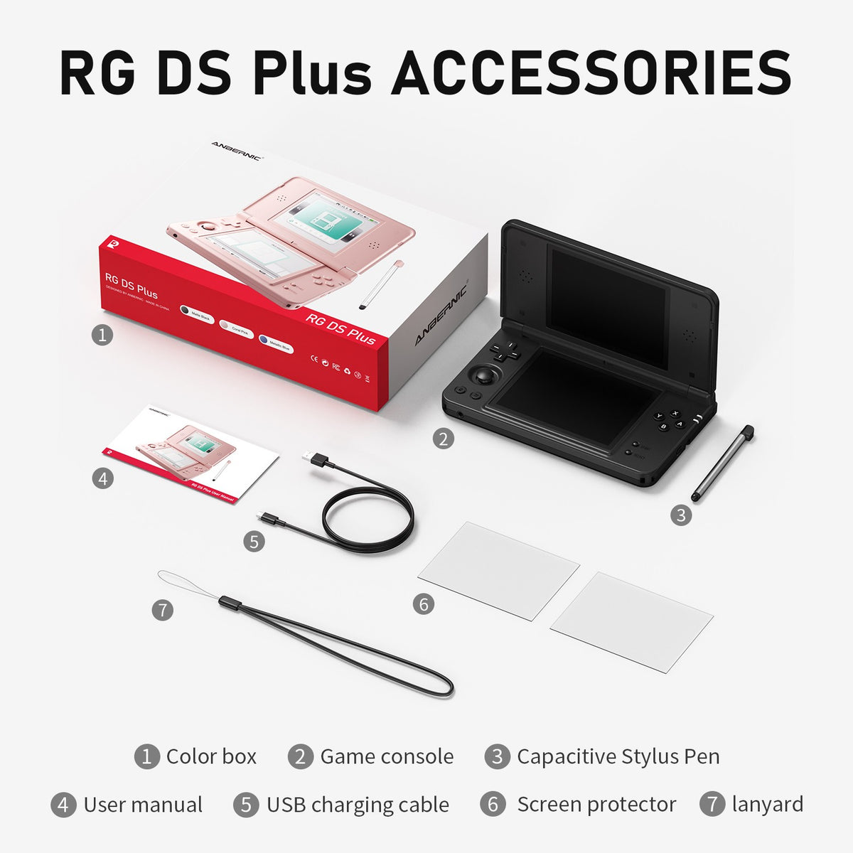 Anbernic RG DS Plus Retro Handheld Game Console 4.3" IPS Dual Screens Linux 16GB 4000mAh DS Plus Streaming Portable Games Player