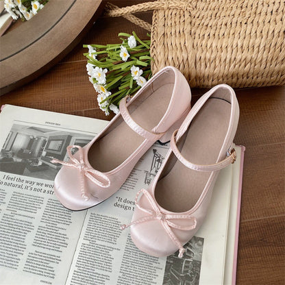 Spring Autumn Thick Heel Pink Shoes Elegant Bow Lolita College Girls High Heels  Women Sandals zapatos de mujer mary jane shoes