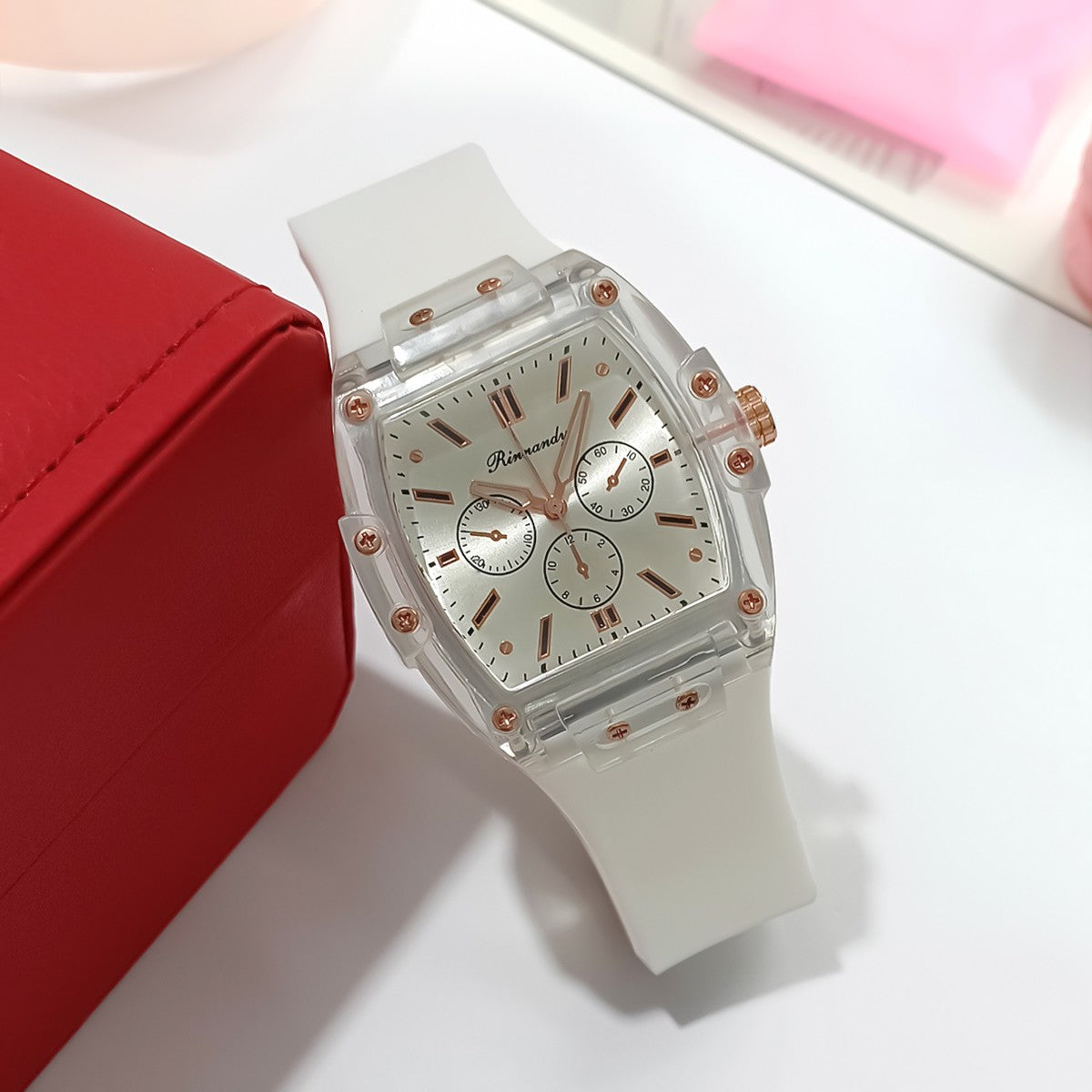 Cross border foreign trade new sports and leisure square silicone scale three eye women's quartz watch manufacturer in stock