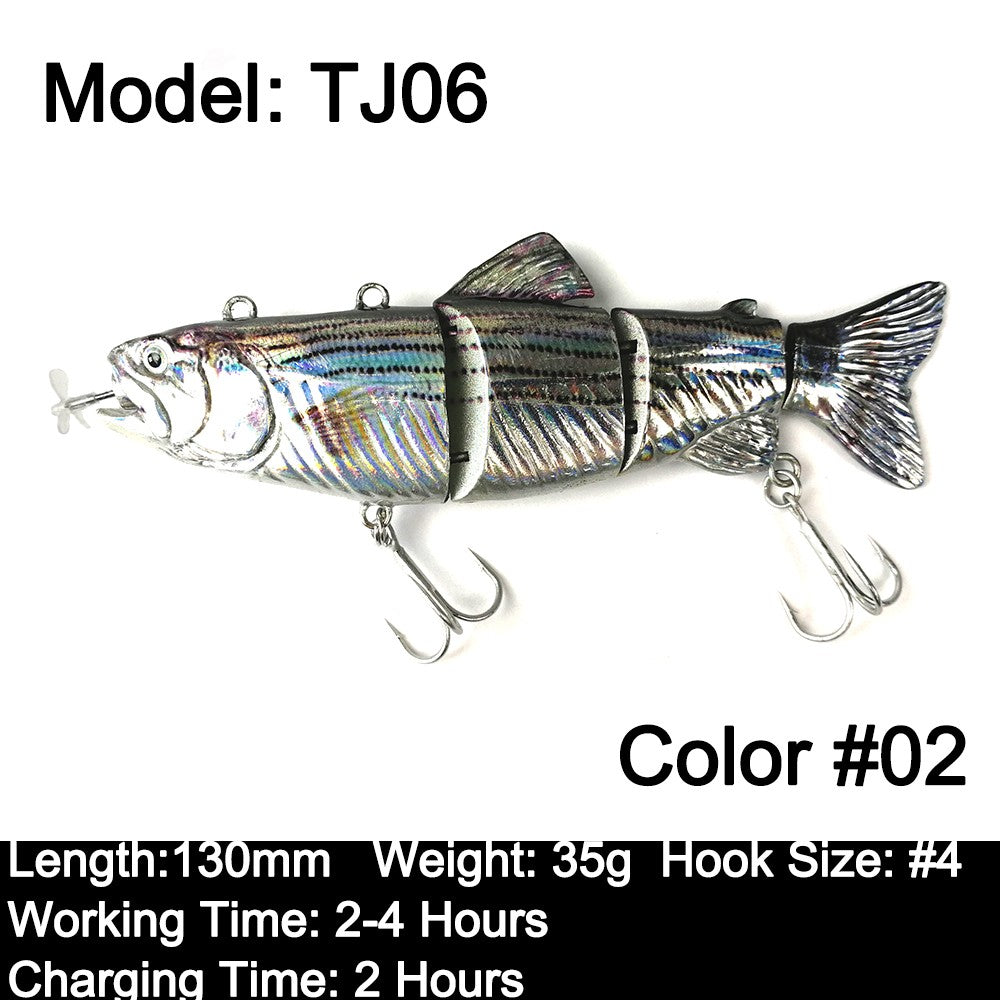Iscas Robóticas de Natação 130mm 4 Segmentos Swimbait 35/54g Pesca Auto Elétrica Wobblers Recarregável USB Luz LED Para Baixo e Lúcio