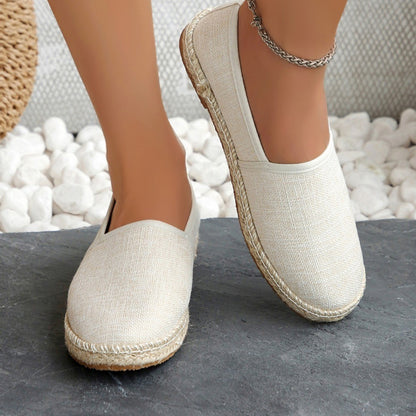 Comfortable Canvas Flat Shoes Women Breathable Non-Slip Espadrille Shoes Woman 2024 Summer Solid Color Shallow Casual Flats