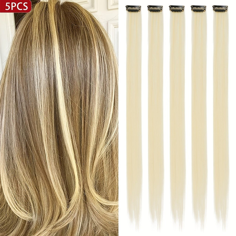 5pcs/Set Long Straight Synthetic Clip-In Hair Extensions for Women Halloween Christmas Party Cosplay