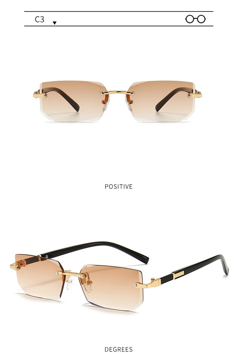 Óculos de Sol da Moda Sem Aro Masculino Feminino Populares Sem Armação Óculos de Sol Masculino Feminino Clássico Pequeno Quadrado Verão Viagem Sombras