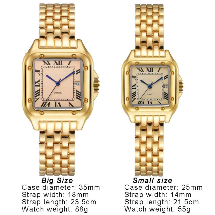 Light-luxury Ladies Watches Business Women Watch High-end Fashionable Roman scale Steel Strip Quartz Wristwatch for Couple man