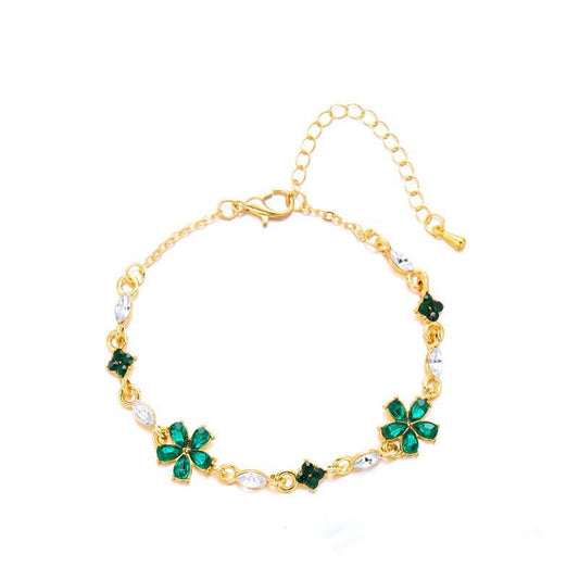 Luxury Colorful Zircon Flower Bracelet For Women Girls Korean Sweet Gold Color Crystal Adjustable Bracelet Jewelry Gift