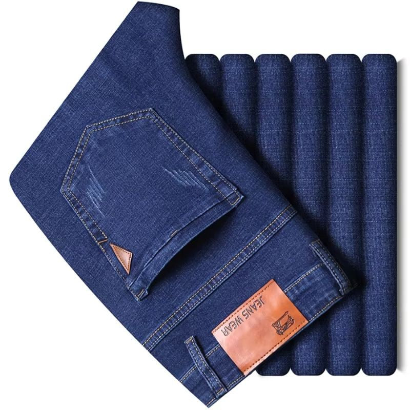 2025 New Spring Fashion Men's Jeans Business Casual Stretch Straight Denim Trousers Classic All Match Male Brand Clothing