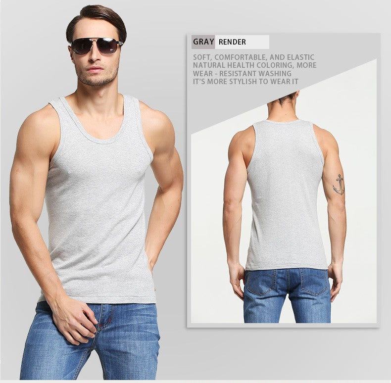 On Sale Men Vests Cotton Underwear Sleeveless Tank Top Solid Muscle Vest Undershirts O-neck Gymclothing Bodybuilding Tank Tops