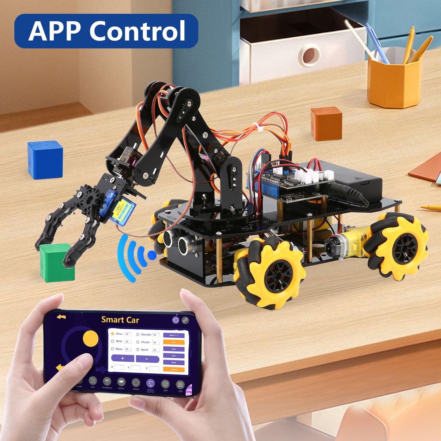 ACEBOTT ESP32 4 DOF Kit Robótico de Braço para Aprendizado, Componentes Eletrônicos Wifi, Carro Inteligente, Educação STEM STEAM, Robótica para Arduino