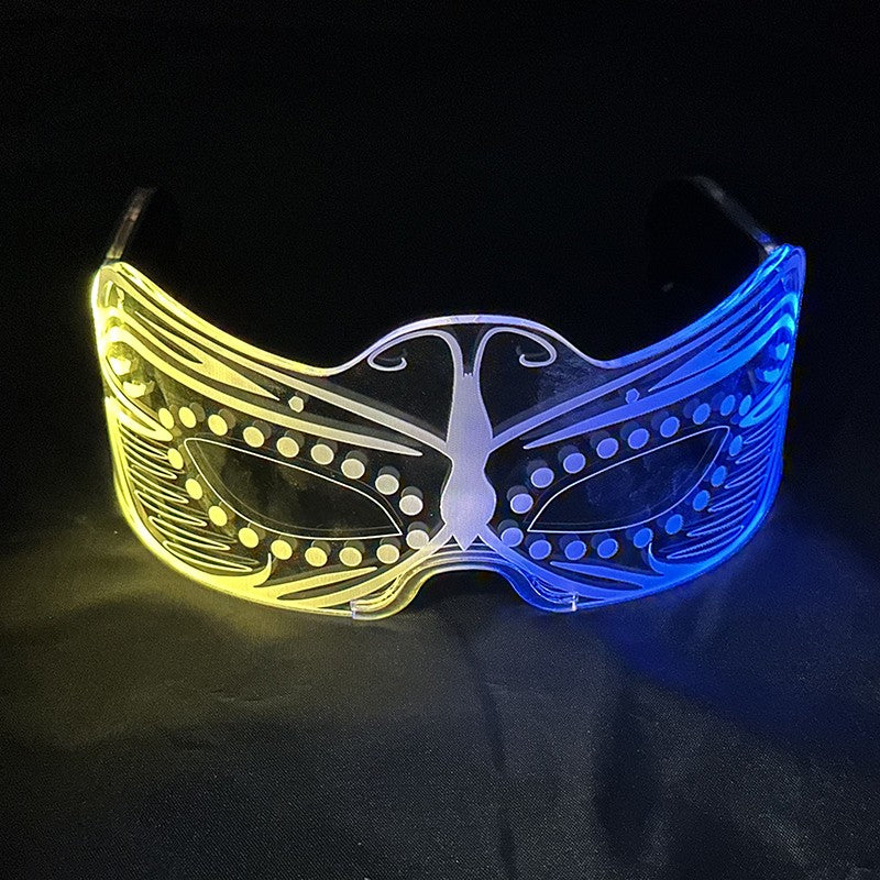 Led Luminous Glasses Bar Masquerade Concert Rave Goggles Rainbow Space Robot Futuristic Led DJ LIGHT Glasses Star Y2k Glasses