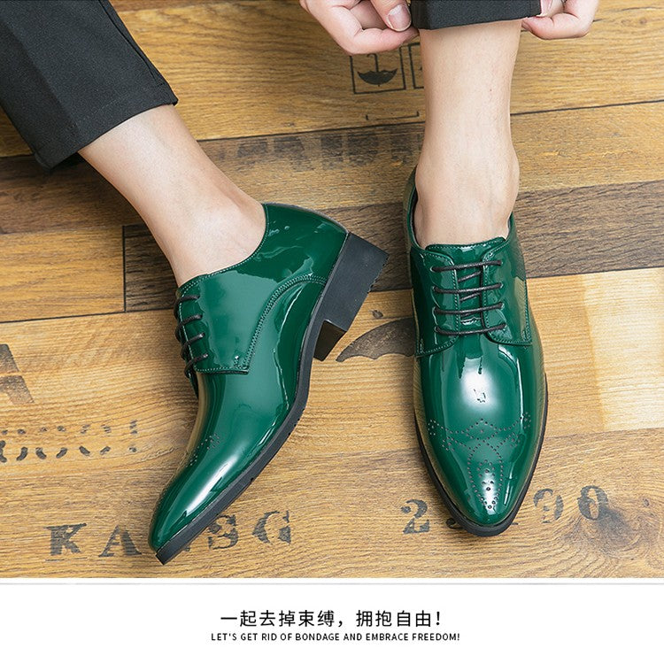 High Quality Green Men Oxfords Shoes Pointed Formal Shoes Man Patent Leather Shoes Lace-Up Business Dress Shoes Men Big size 48
