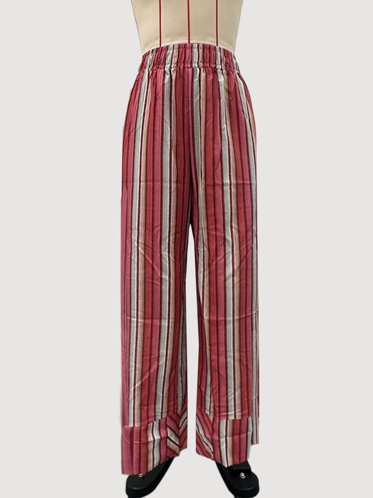 Fashion Printed Striped Wide-leg Long Pants Women's New Spring Autumn Loose Casual High-waisted Slimming Beach Long Pants Female