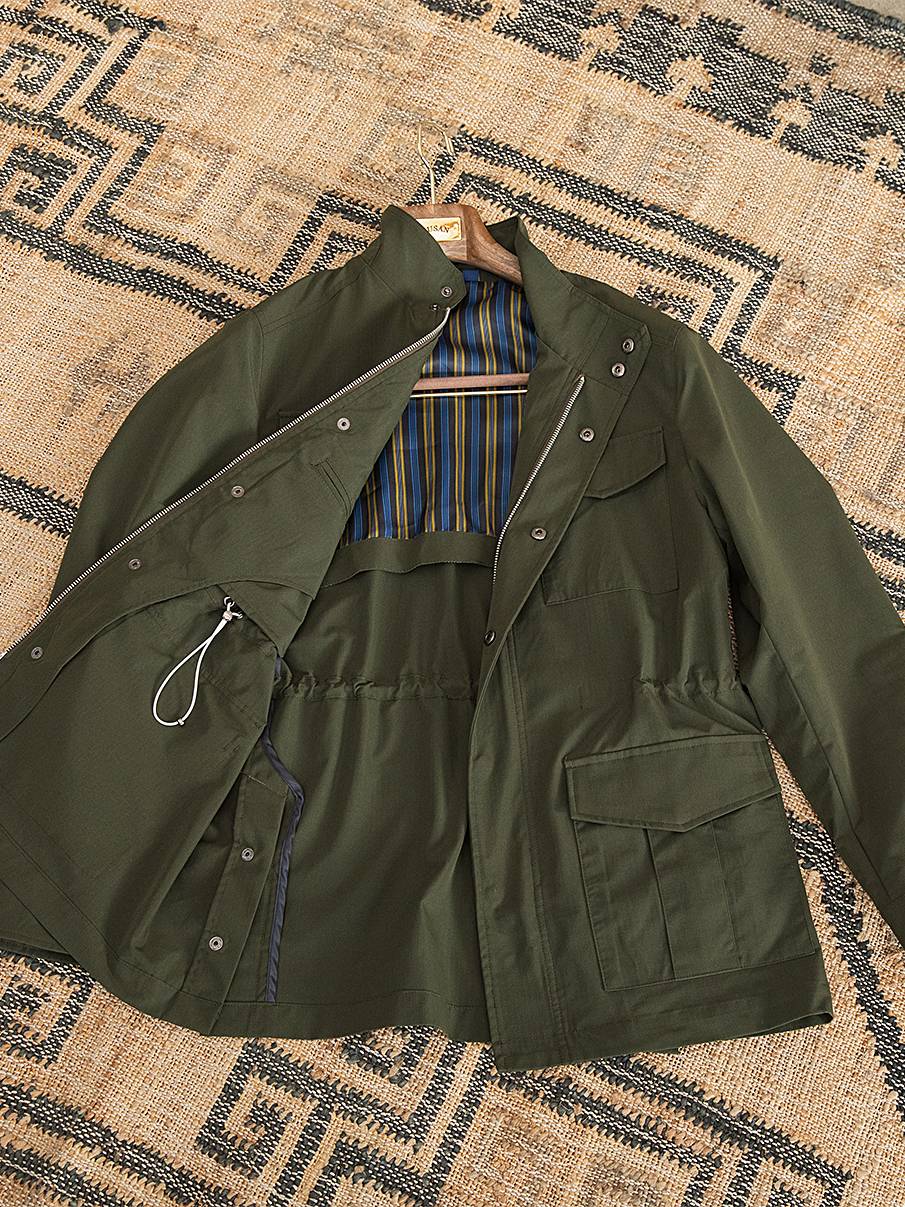 Three Spring and Summer Light Vertical Collar Waist Half Hanging M65 British Jacket Men's Retro Hunting Wear Waterproof Jacket
