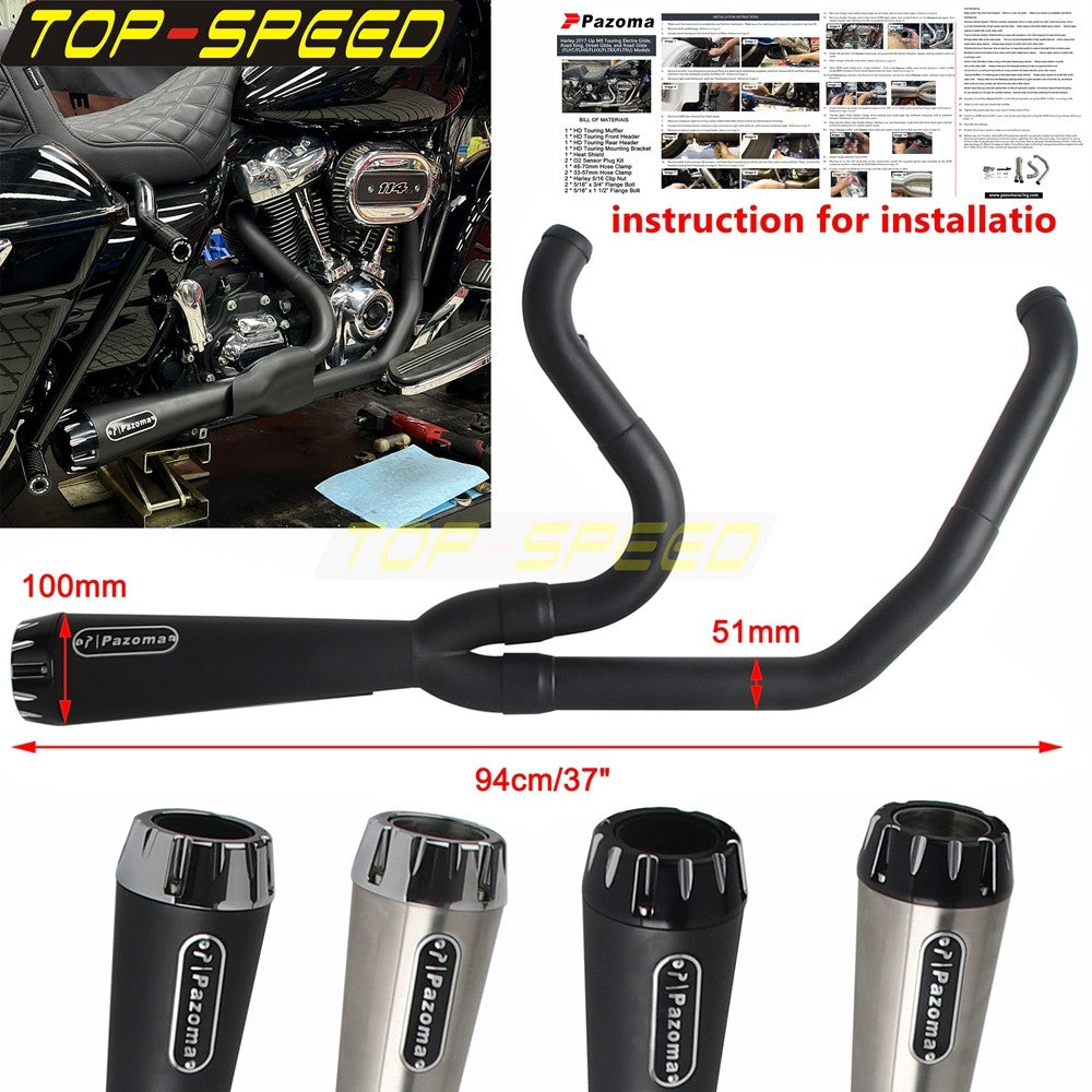 For Harley CVO Street Glide FLHXSE 2017-2025 CVO Road Glide ST FLTRXSTSE 2024-2025 2-Into-1 Exhaust Motorcycle Touring Mufflers