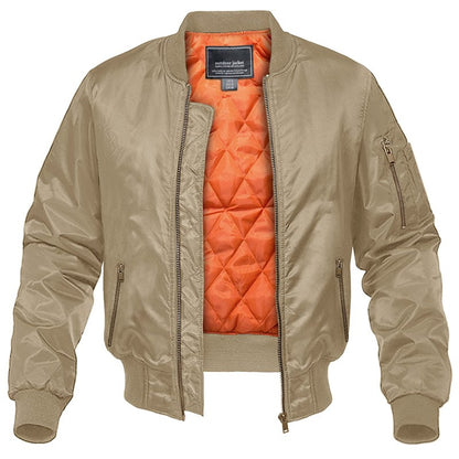 MAGCOMSEN Men's Aviator Jackets Thick Warm Orange Lining Bomber Jackets Fall Winter Casual Windproof Coats