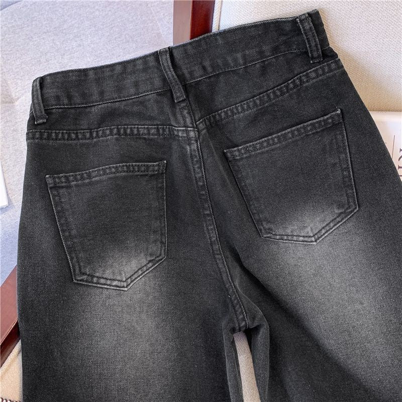 Winter Thick Women's Fleece Straight Jeans Casual Comfortable Soft Velvet Slim Pants Vintage Wide Plush Denim Trousers