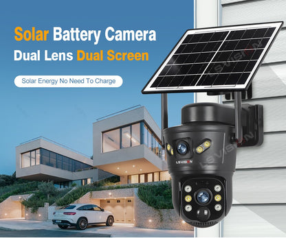 LS VISION 4G /WIFI Outdoor Solar Camera 8MP Dual Lens PIR Sim Card built in Night Vision Waterproof Security Camara Battery CCTV