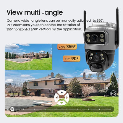 Câmera V380 Lente Dupla 4G Solar PIR Detecção Humana Visão Noturna À Prova D'Água Segurança Vídeo IP Câmera 8MP 4K Bateria Monitor CFTV