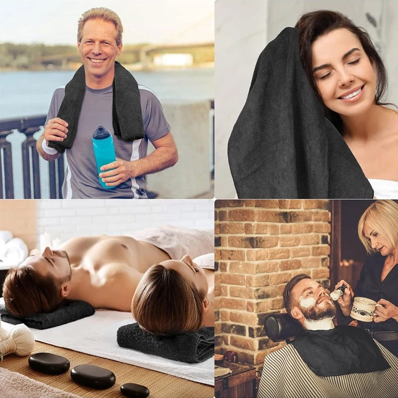 Black Microfiber Salon Hair Drying Towel Guest Used Hand Towels Hair Stylist Spa Bath Hair Drying Towel Cleaning Towel