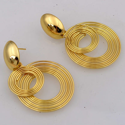 Brincos de declaração redondos grandes e modernos para mulheres cor dourada e prateada metal geometria brincos pendentes joias simples europeias