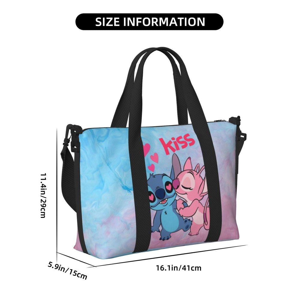 Custom Large SLilo And Stitch Cartoon Tote Bag Women Anime Shopping Shoulder Beach Gym Travel Bag
