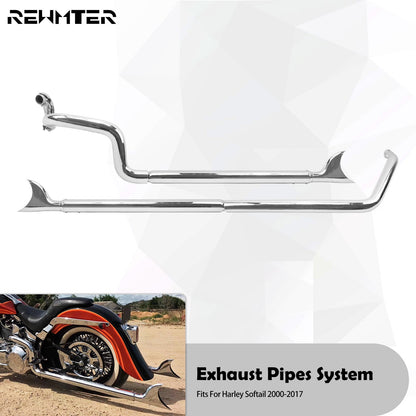 Motorcycle Chrome Dual Exhaust System For Harley Softail Fatboy FLSTF Deluxe 2007-2017 Breakout FXSB 13-2016 Slim Exhaust Pipe