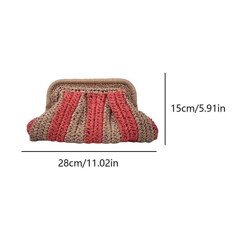 Straw Clutch Handbag Straw Evening Bag Handmade Clutch Purse Striped Woven Handbag Designer Weaving Pouch for Evening Party