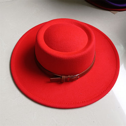 Chapéu Fedora unissex de inverno, superfície circular côncava e convexa, chapéu de jazz de feltro liso, elegante para homens e mulheres.