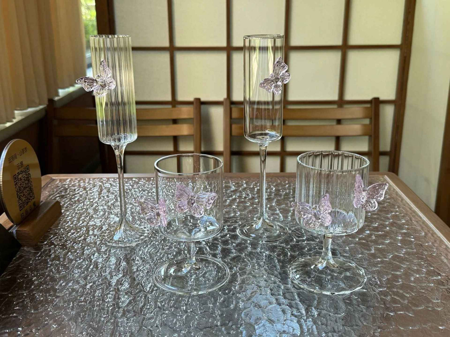 Copo de Vidro de Pé Alto Original Taça de Vinho Borboleta de Instagram Copos de Champanhe Copos Estéticos de Coquetel Presentes de Natal