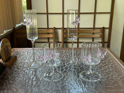 Copo de Vidro de Pé Alto Original Taça de Vinho Borboleta de Instagram Copos de Champanhe Copos Estéticos de Coquetel Presentes de Natal