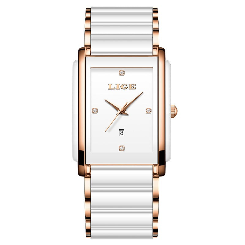 LIGE Fashion Elegant Watch for Women Japanese Movement Ceramics Strap Luxury Ladies Bracelet Quartz Watches Gifts Reloj Mujer